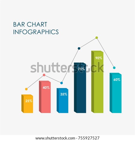 Bar Chart Infographics Elements 3D Vector Flat Design, Sign, Icon Full Color.