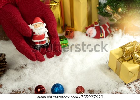 christmas happy new year background present mini mock up santa clasu snow with more copyspace