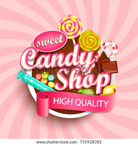 Candy shop logo label or emblem for your design. Vector illustration. Royalty-Free Stock Photo #755928382