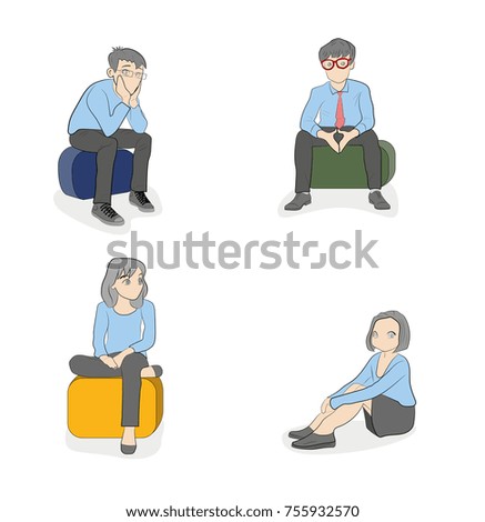 set of people sitting. vector illustration.