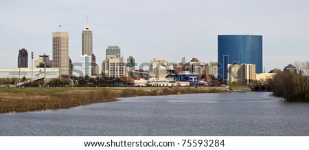 Panoramic Indianapolis - distant view accross the river