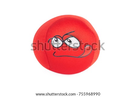 isolated toy red head with eyes on white background