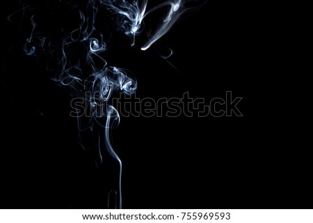 Abstract, white smoke isolated on black background. Isolate