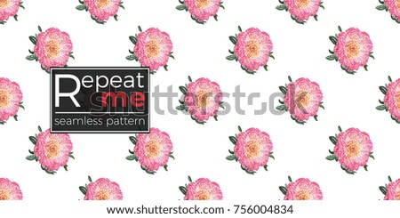 Vector flower patch embroidery in watercolor style. Vintage rose flowers on white wallpaper background. Beautiful floral seamless pattern.