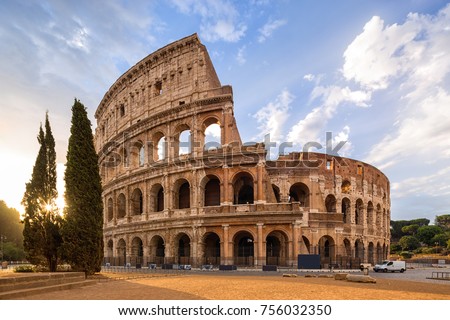 The Coliseum or Flavian Amphitheatre (Amphitheatrum Flavium or Colosseo), Rome, Italy. Royalty-Free Stock Photo #756032350
