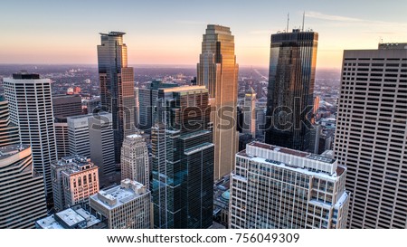 Minneapolis Skyline - Aerial Royalty-Free Stock Photo #756049309
