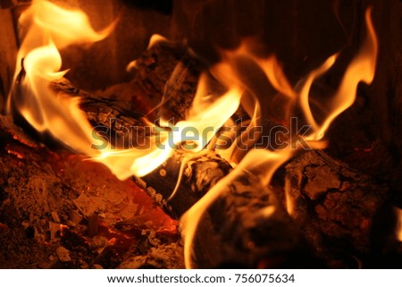 Fire on wood