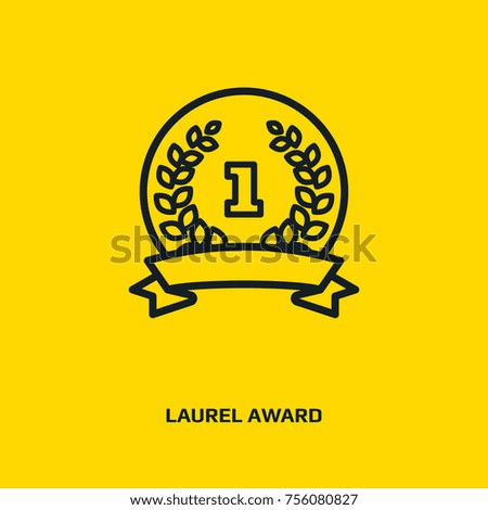 Simple wreath. Black flat line icon and pictogram with ribbon. Vector illustration symbol