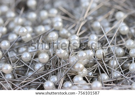 Close up and blur group of pins or needle. Use for background and texture, banner website. Copy space.