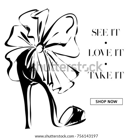 black and white fashion high heels shoes promo banner, online shopping social media ads web template with beautiful heels. Vector illustration art