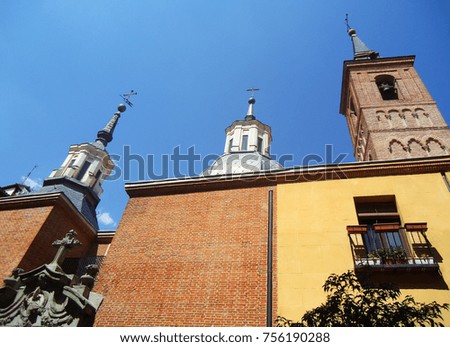 Church towers in Madrid, Spain
