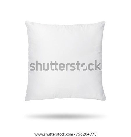 Blank pillow isolated on white background. Empty cushion for your design. Clipping paths object. Royalty-Free Stock Photo #756204973