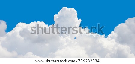 Panorama cloudscape top of clouds on blue sky background