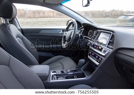 Interior car front seat Royalty-Free Stock Photo #756255505