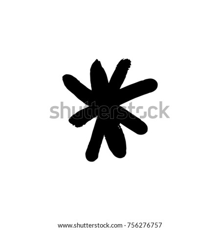 Vector, clip art. Snowflake, drawing, stylized, simple, brush, decor, funny, star, symbol, contrast, gouache, sketch, print for t-shorts and textile, element for pattern and other, design tool.