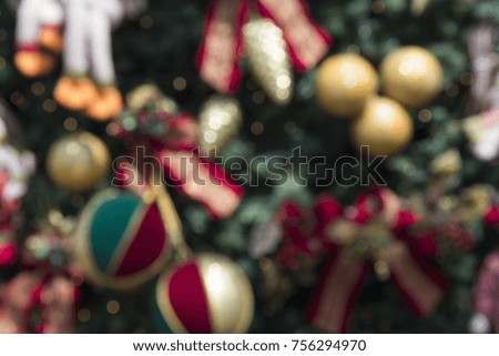 Christmas scene with gifts and tree objects. Christmas decoration. Christmas background blurred