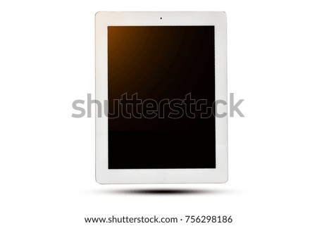 White Tablet on white background