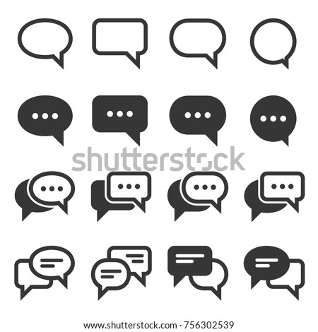 Chat and Speech Bubble Iicons Set on White Background. Vector Royalty-Free Stock Photo #756302539