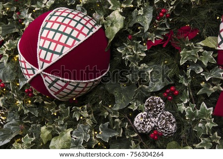Christmas scene with gifts and tree objects. Christmas decoration