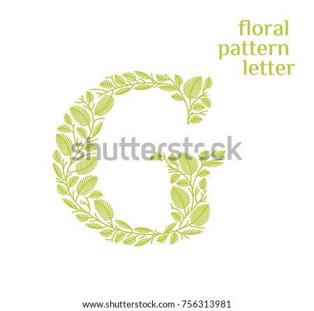 G letter eco logo isolated on white background. Organic bio logo from green grass leaves, plants for corporate identity of the company or brand on the letter G.