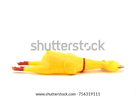 Chicken doll upside down isolated on white background Royalty-Free Stock Photo #756319111