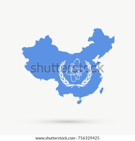 People's Republic of China map in International Atomic Energy Agency (IAEA) flag colors