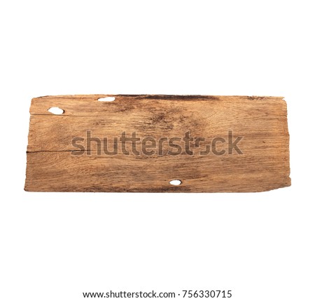 empty wooden sign on white background with clipping path