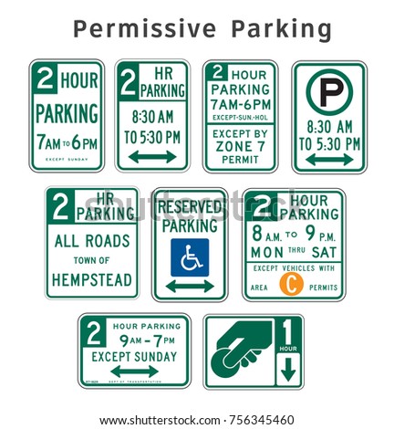Regulatory traffic sign. Permissive Parking. Vector illustration.