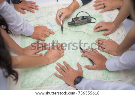 hands on map in science classroom Royalty-Free Stock Photo #756355618
