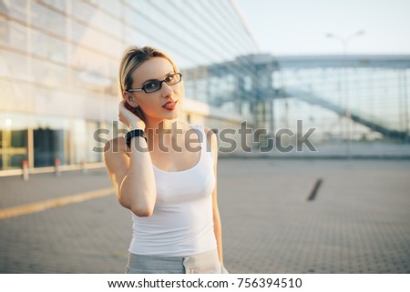 Portrait of a professional business woman in glasses outdoor