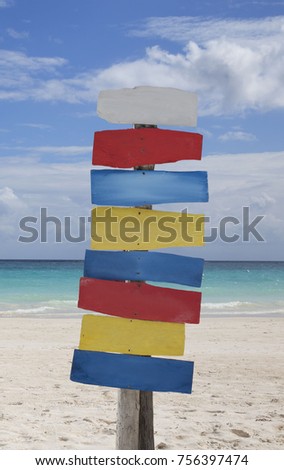 Colorful beach blank sign