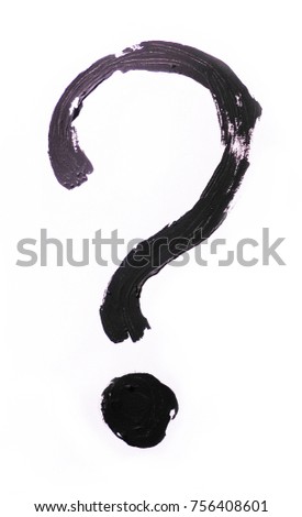 Seth, a question mark. Grunge pattern painted on a white background with black paint.