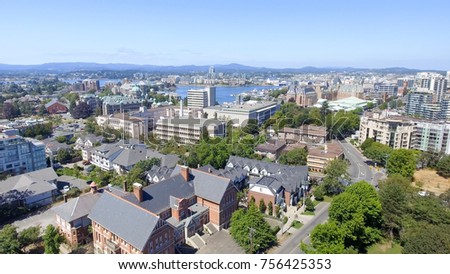 Beautiful aerial view of Victoria, Vancouver Island.