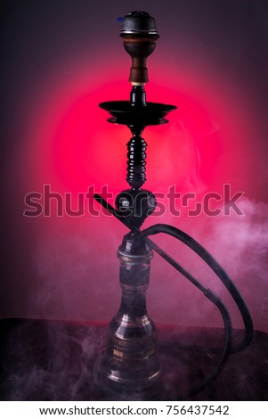 Hookah on a red background