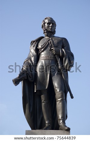 Statue in Trafalgar Square, London, of General Charles Napier (1782-1853). Former commander of the British army in India, he is credited with capturing Sindh province in what is now Pakistan.