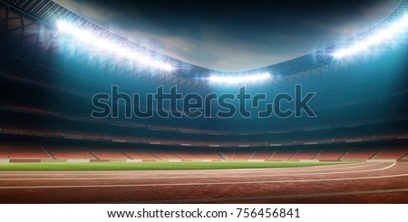 Stadium with running track Royalty-Free Stock Photo #756456841