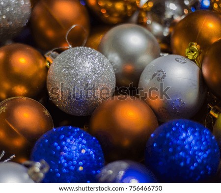Christmas background with balls, soft focus