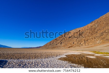 The amazing landscape of Death Valley National Park Badwater salt lake