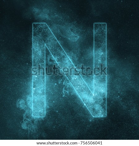 Letter N alphabet symbol. Space Letter, Night Sky Letter.