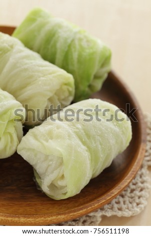 Stock food, frozen cabbage roll