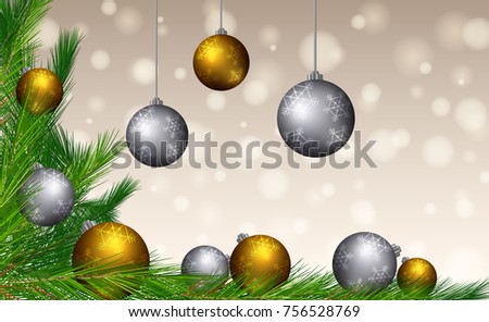 Background template with gold and silver balls illustration
