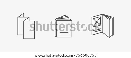 Booklet, Magazine, Catalog Vector Icon Set, Flat Outline Vector Icons Set, EPS 8. Royalty-Free Stock Photo #756608755