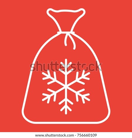 Santa bag line icon, New year and Christmas, gift sign vector graphics, a linear pattern on a red background, eps 10.