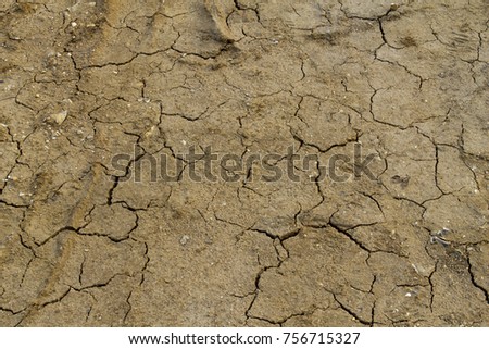dry, cracked and compacted soil Royalty-Free Stock Photo #756715327