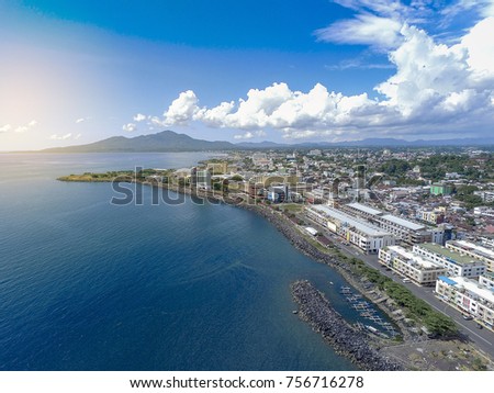 Aerial City of Manado Indonesia in the morning   Royalty-Free Stock Photo #756716278