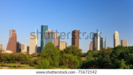 Houston Skyline with Green Park in foreground