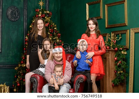 Big family on Christmas eve. Holiday concept
