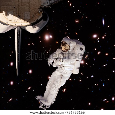 Astronaut and spaceship. The elements of this image furnished by NASA.
