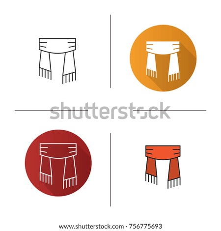 Scarf icon. Flat design, linear and color styles. Isolated raster illustrations