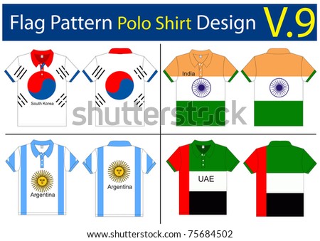 Flag Polo shirt designs international. Vector template
